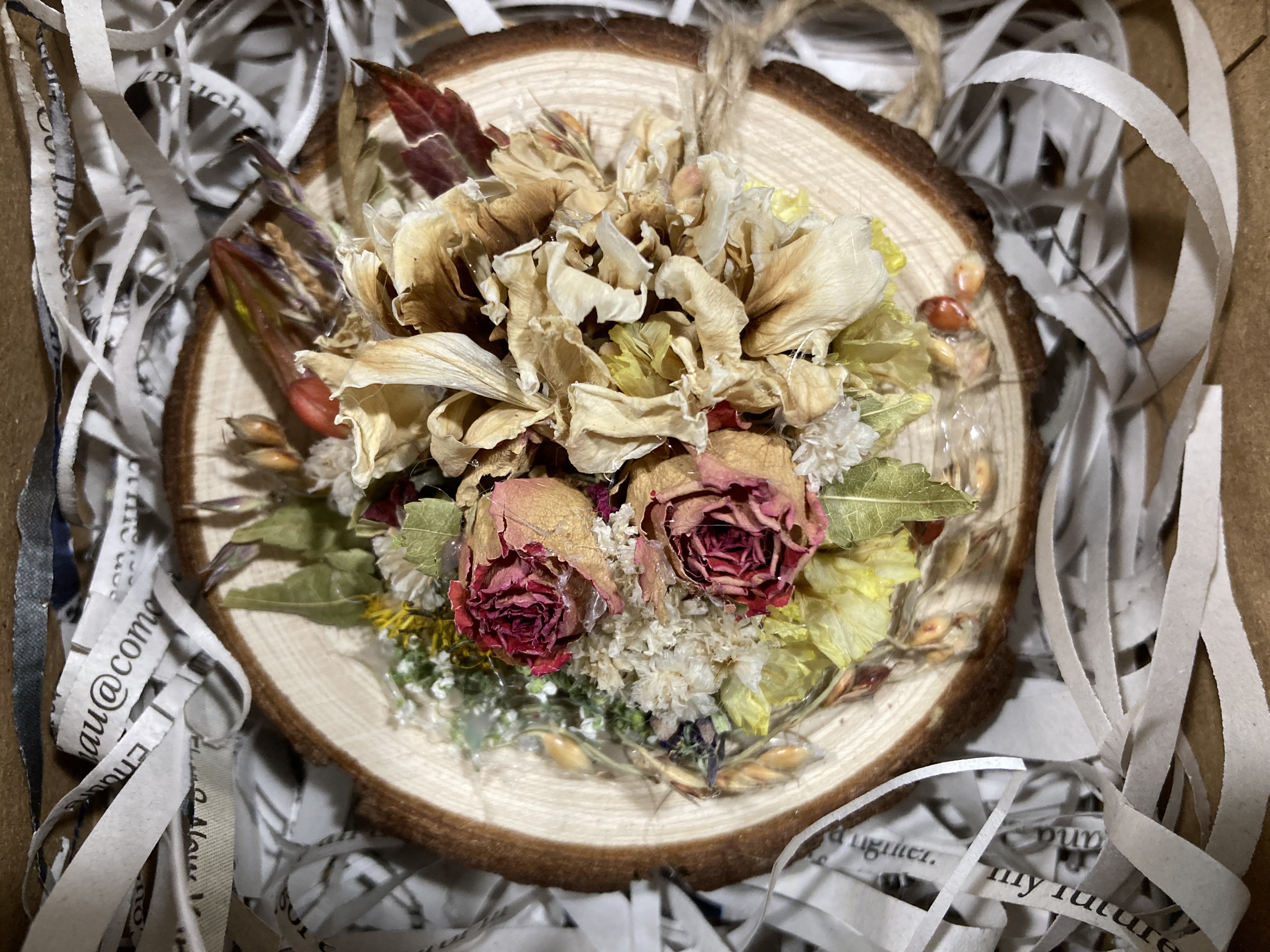 Custom dried flower brooch